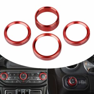 סט טבעות קישוט אדום לכפתורים במערכת מולטימדיה JL (4 יחידות)